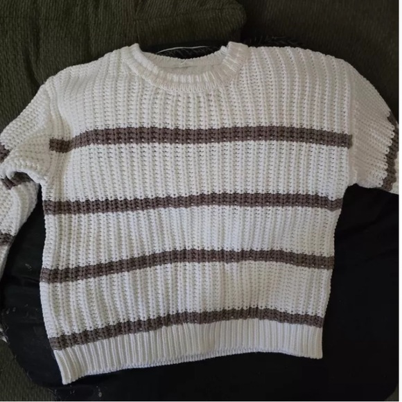 Splendid x Cella Jane Collab Striped Sweater - White and Tan - Small - Picture 4 of 6